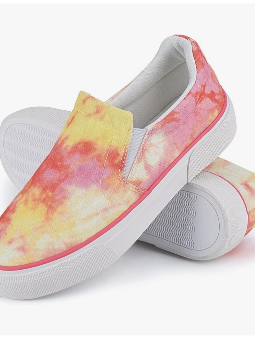 NWOT Tie-Dye Slip-On Sneakers in Pink & Yellow, Size 7
